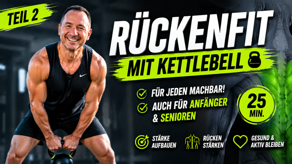 In diesem 25-minütigen Kettlebell Workout trainierst du nicht nur deinen Rücken sondern deinen ganzen Körper. Die Kettlebell ist eines der vielseitigsten Trainingsgeräte überhaupt – klein, effektiv und unglaublich wirkungsvoll!